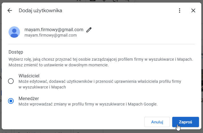 Krok 5 - Rola i zaproszenie