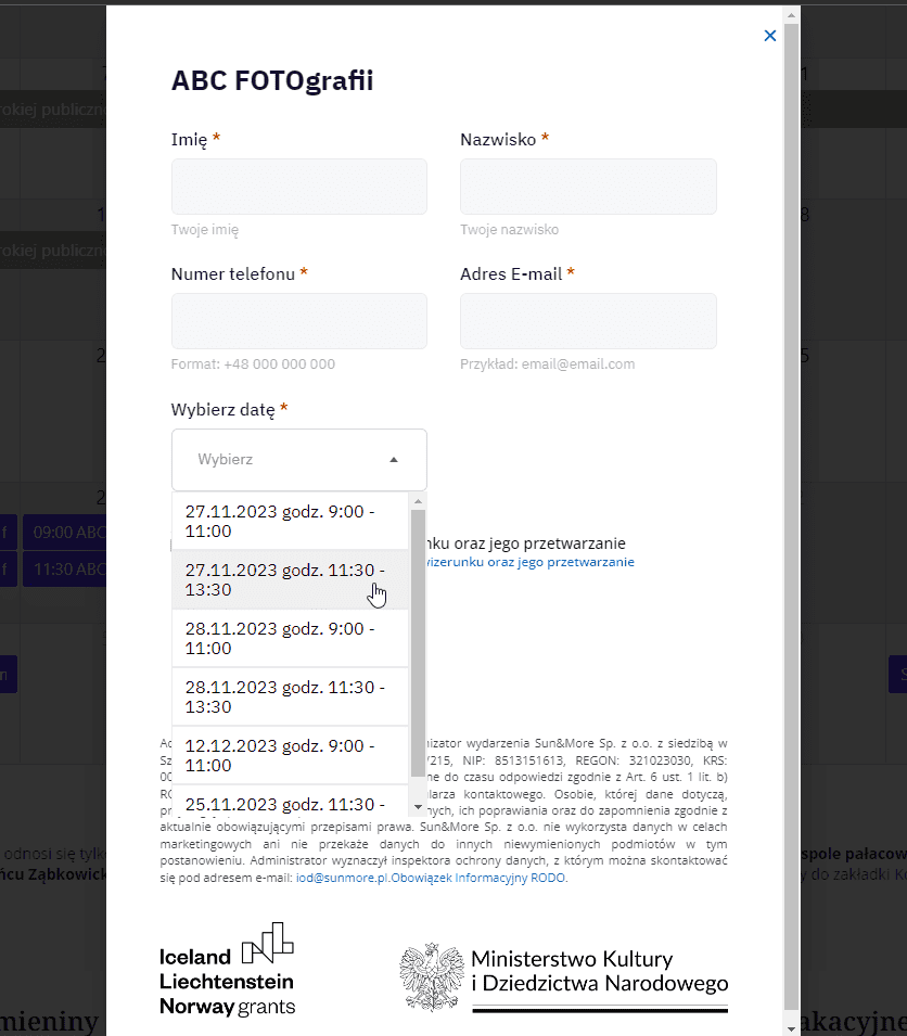 Pałac Marianny – formularze rejestracyjne - zdjęcie 1