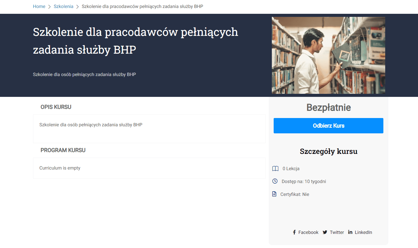 System LMS, strona z kursami dla Akademia Wiedzy - zdjęcie 3