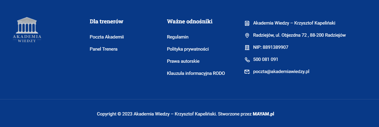 System LMS, strona z kursami dla Akademia Wiedzy - zdjęcie 4