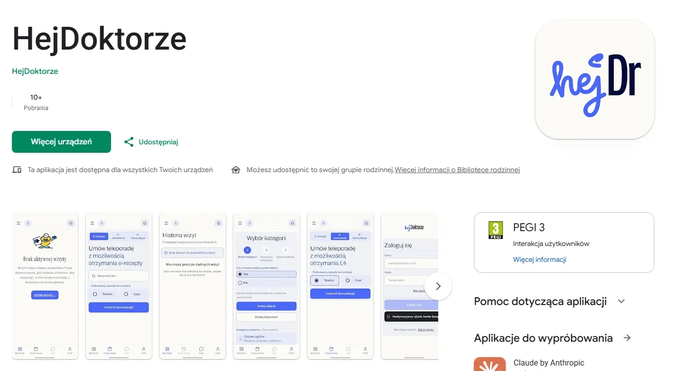 Hejdr.pl – aplikacja mobilna do e-konsultacji, e-recept i e-zwolnień IOS Android - zdjęcie 1